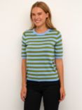 KAFFE Milo Short Sleeve Striped T-Shirt, Calla Green/Corn