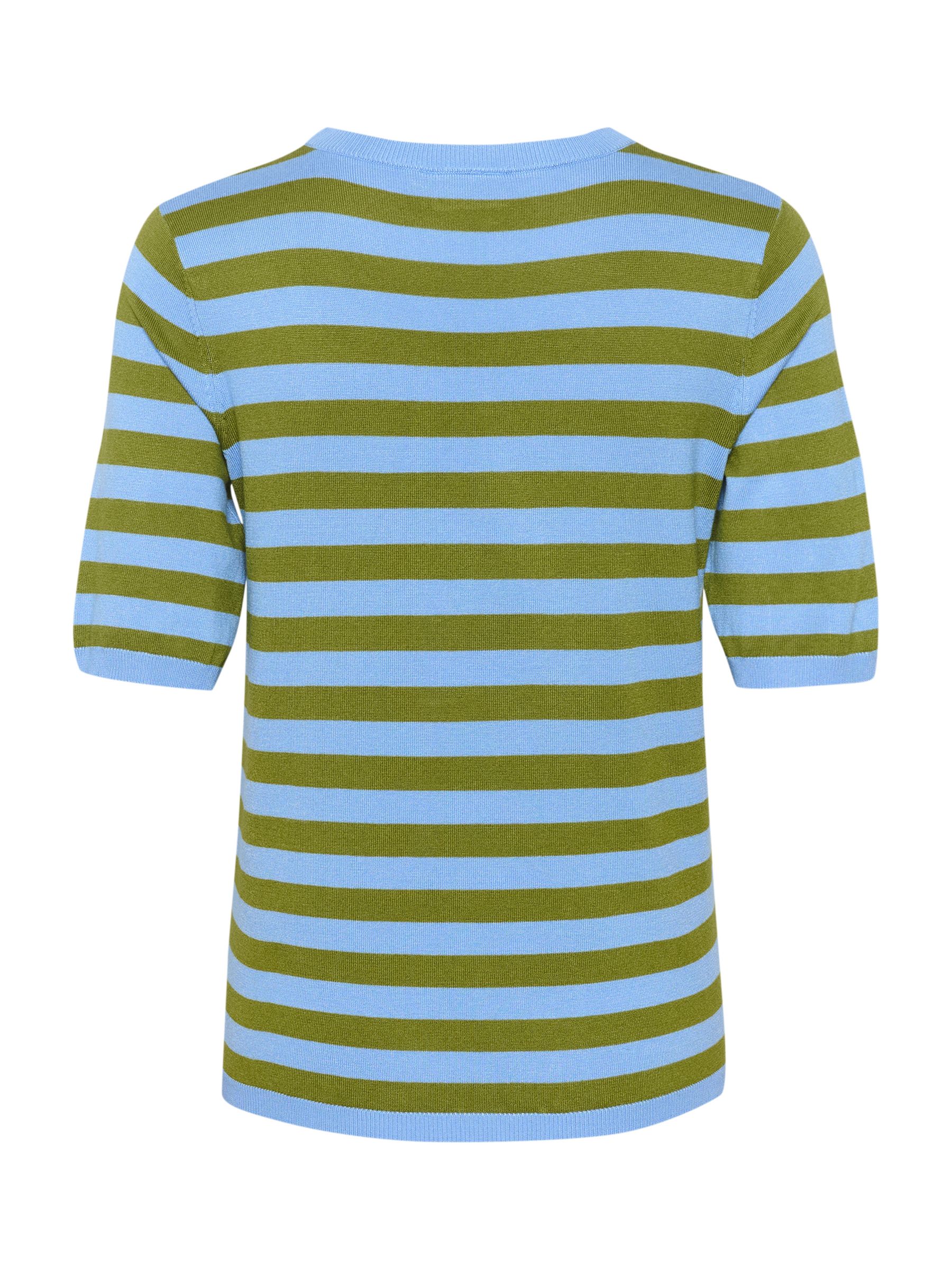 KAFFE Milo Short Sleeve Striped T-Shirt, Gree/Multi at John Lewis ...