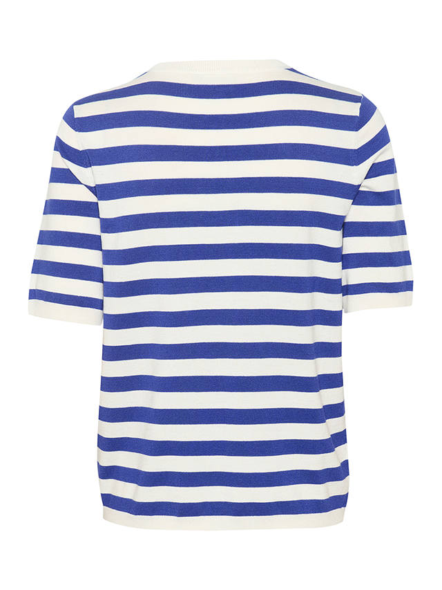 KAFFE Milo Short Sleeve Striped T-Shirt, Clematis Blue/Chalk 