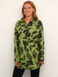 KAFFE Ditte Animal Print Shirt, Green/Black