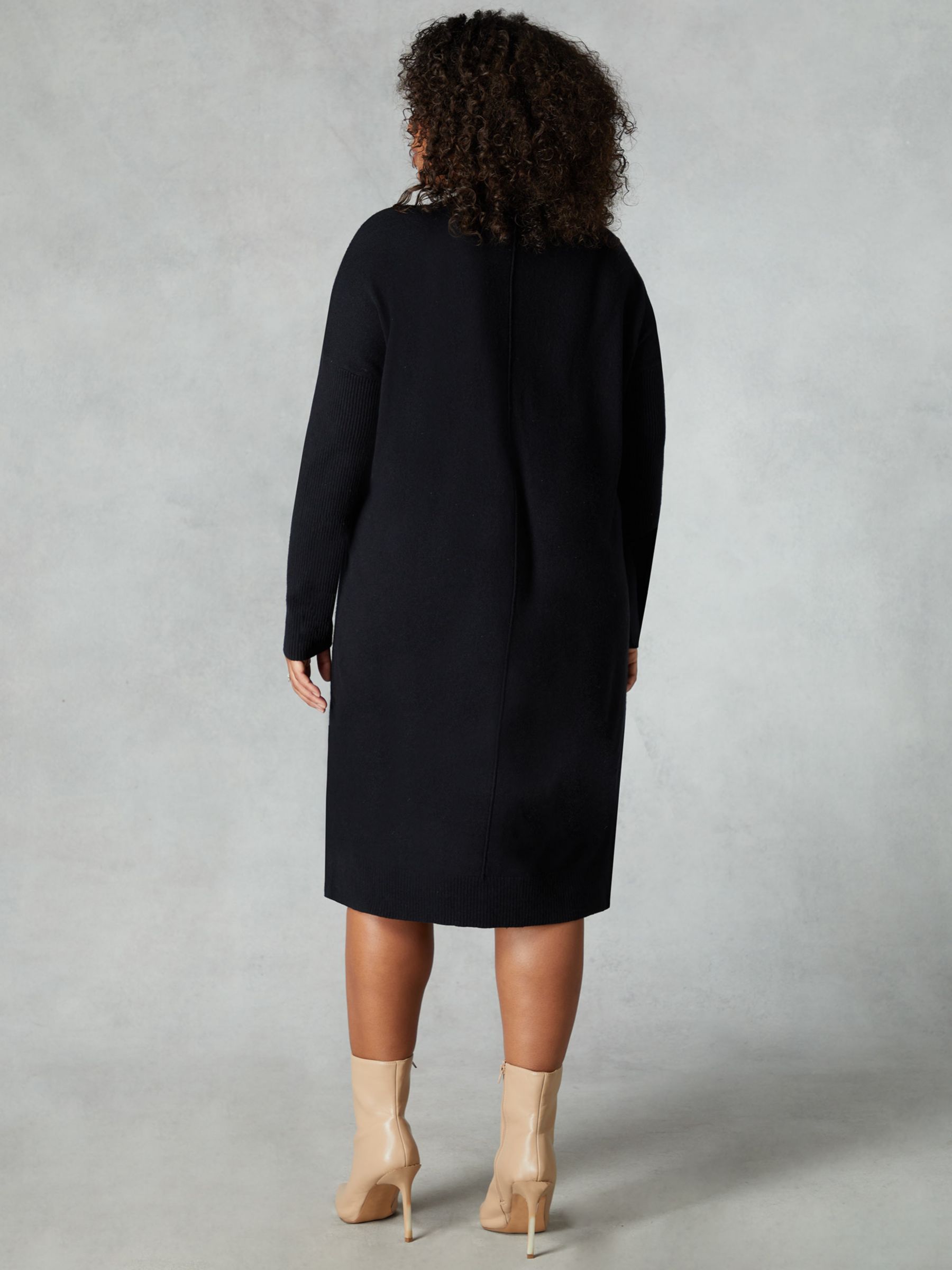 Buy Live Unlimited Curve Cashmere Blend V-neck Dress, Black Online at johnlewis.com
