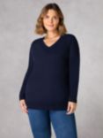 Live Unlimited Relaxed V Neck Knitted Jumper, Blue