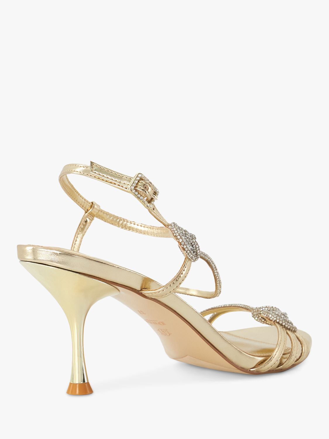 Buy Dune Maritz Metallic Embellished Heeled Sandals, Gold Online at johnlewis.com