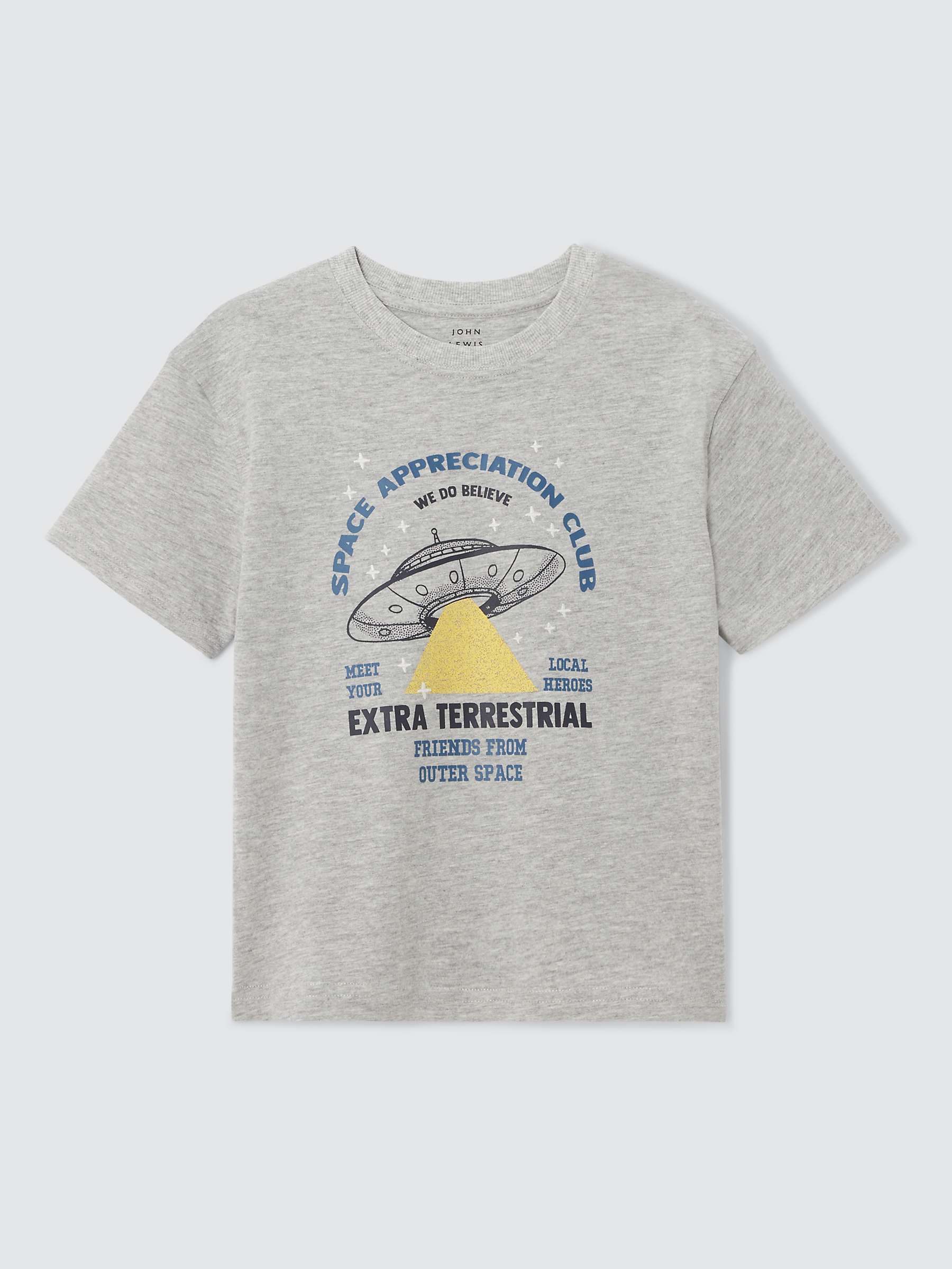 Buy John Lewis Kids' Space Club Graphic T-Shirt, Grey Online at johnlewis.com