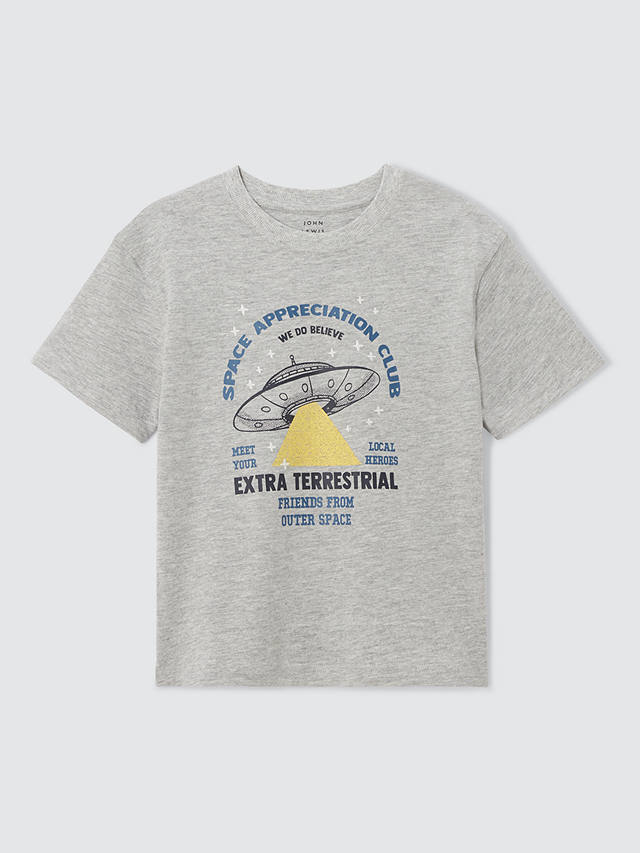 John Lewis Kids' Space Club Graphic T-Shirt, Grey