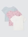 John Lewis Kids' Stripe/RainbowShort Sleeve T-Shirts, Pack of 3, White/Multi, White/Multi