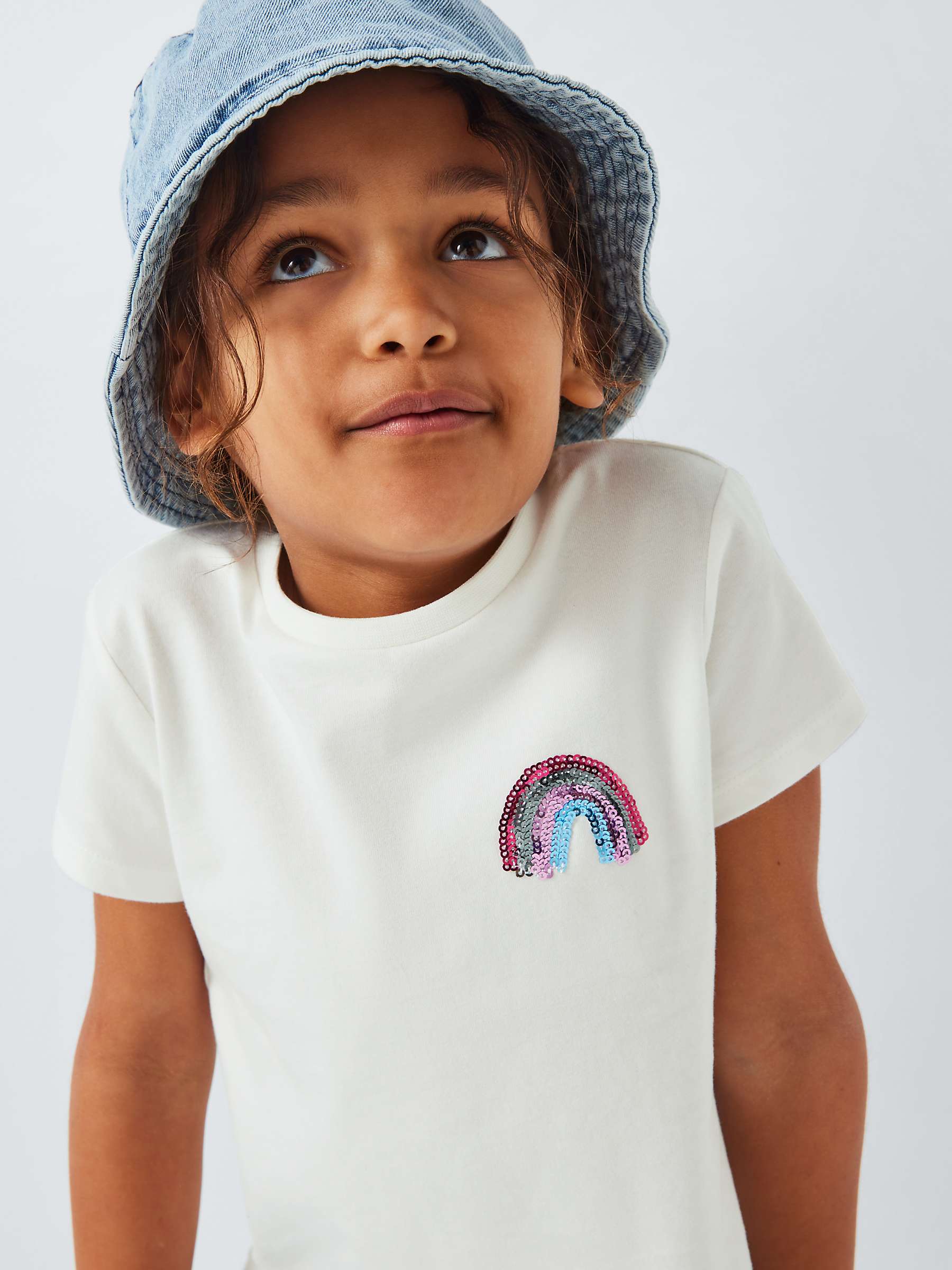 Buy John Lewis Kids' Stripe/RainbowShort Sleeve T-Shirts, Pack of 3, White/Multi Online at johnlewis.com