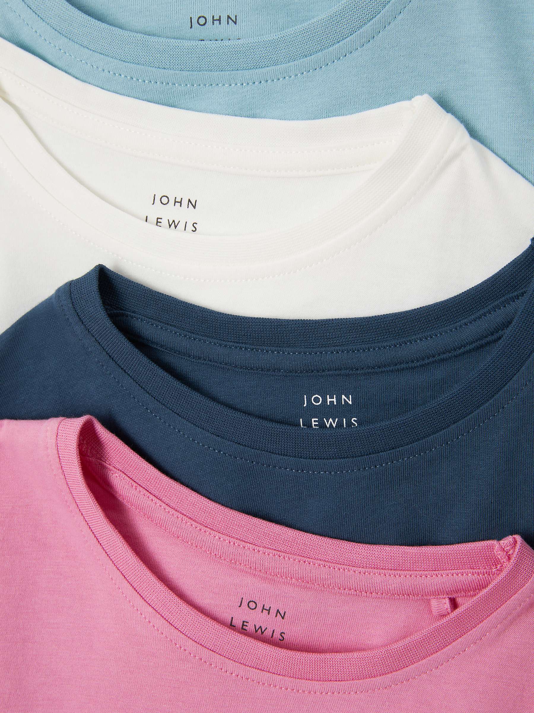 Buy John Lewis Kids' Plain Long Sleeve Cotton T-Shirt, Pack of 4, Multi Online at johnlewis.com