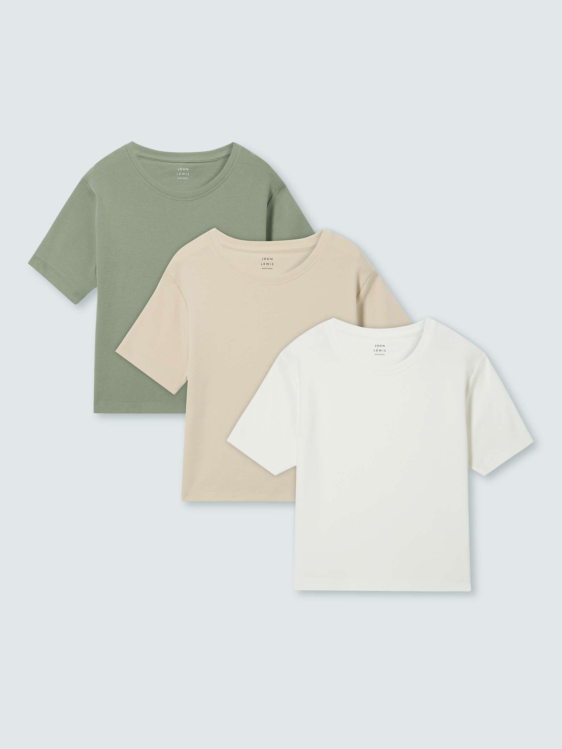 Buy John Lewis Kids' Plain T-Shirts, Pack of 3, Multi Online at johnlewis.com