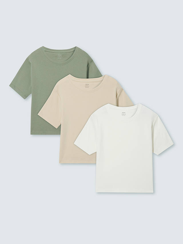 John Lewis Kids' Plain T-Shirts, Pack of 3, Multi