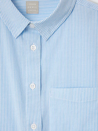 John Lewis Kids' Stripe Long Sleeve Shirt, Blue/White