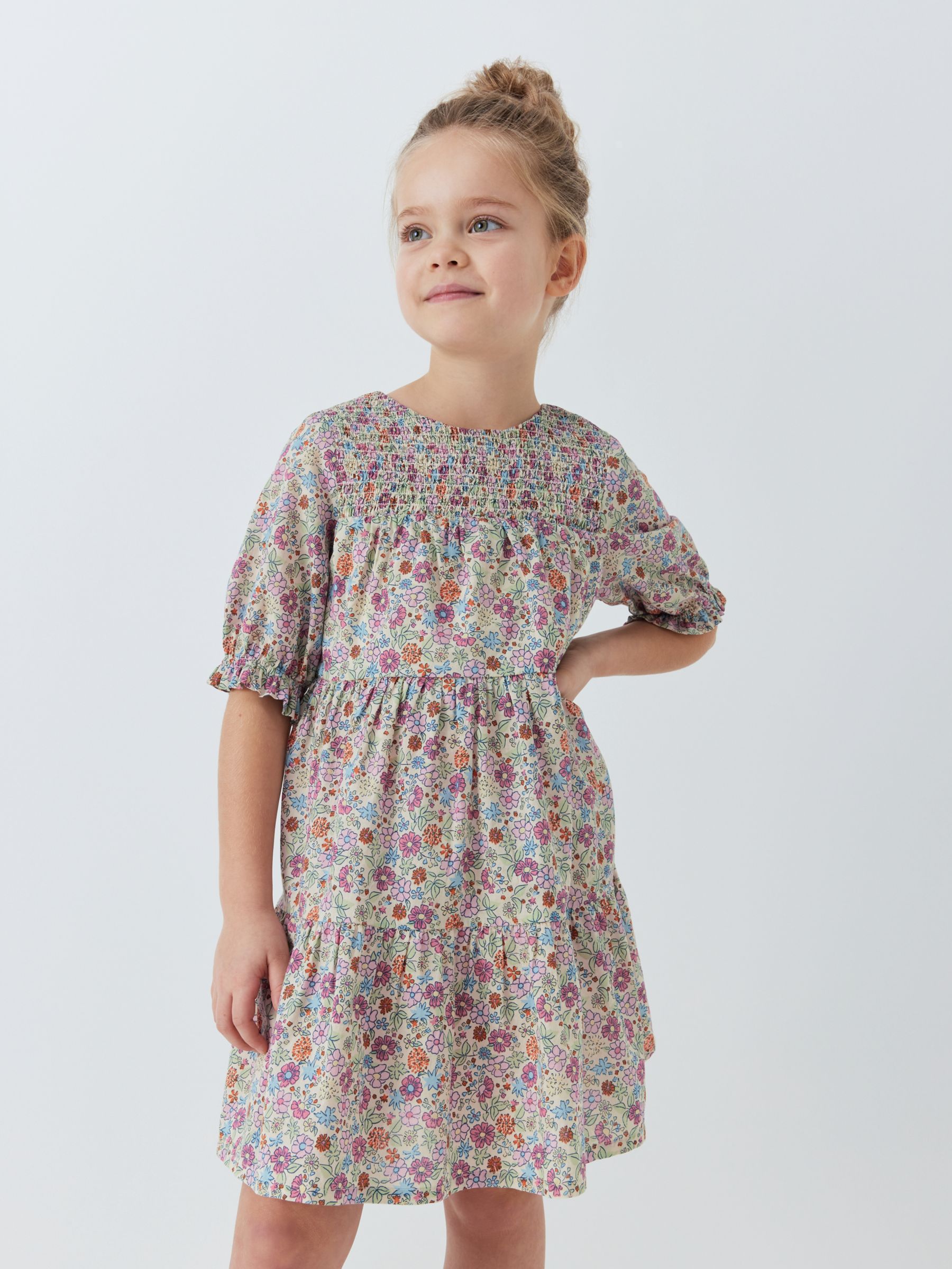 John Lewis Kids' Ditsy Floral Tiered Dress, Multi at John Lewis & Partners