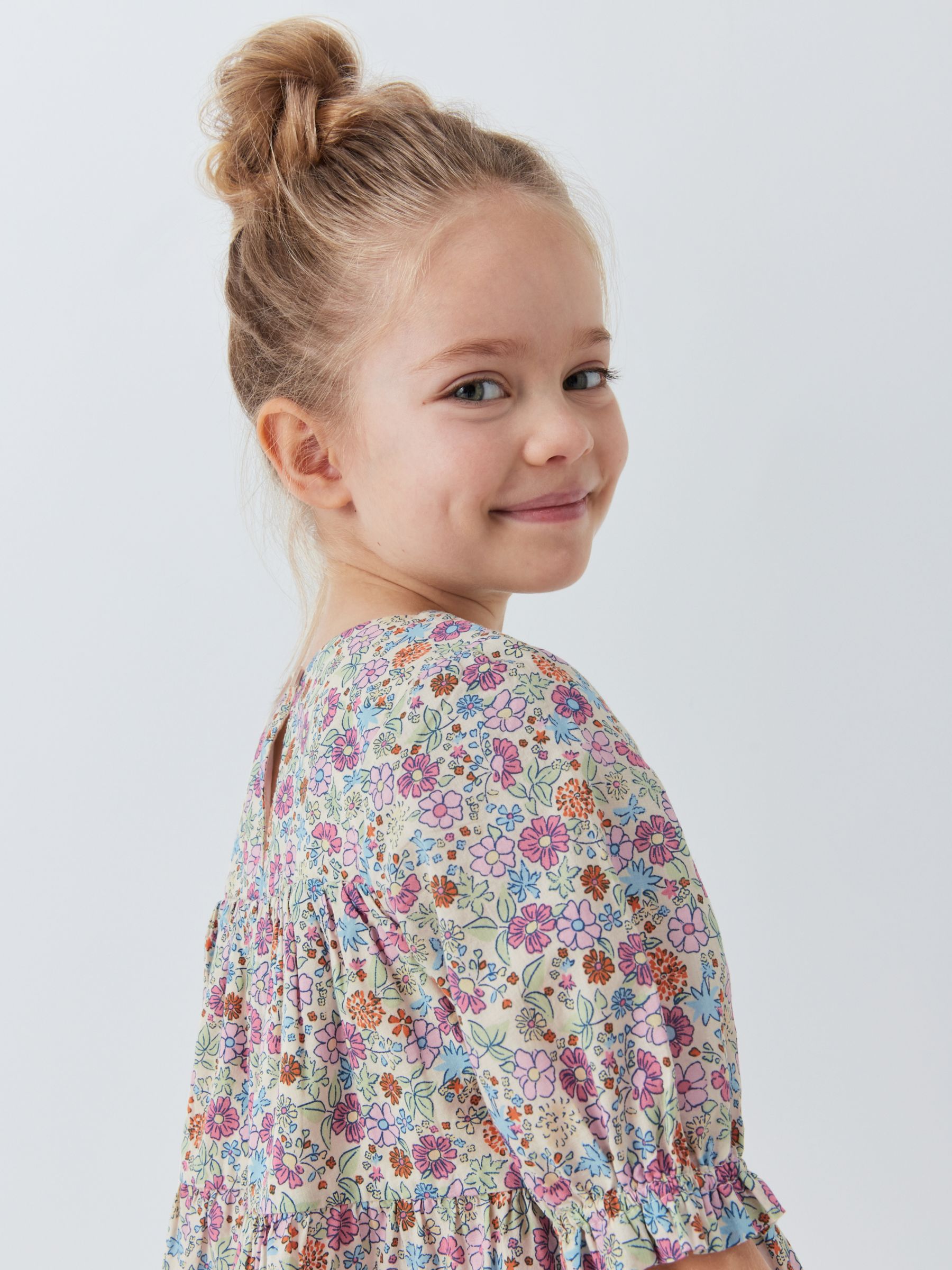 John Lewis Kids' Ditsy Floral Tiered Dress, Multi, 7 years