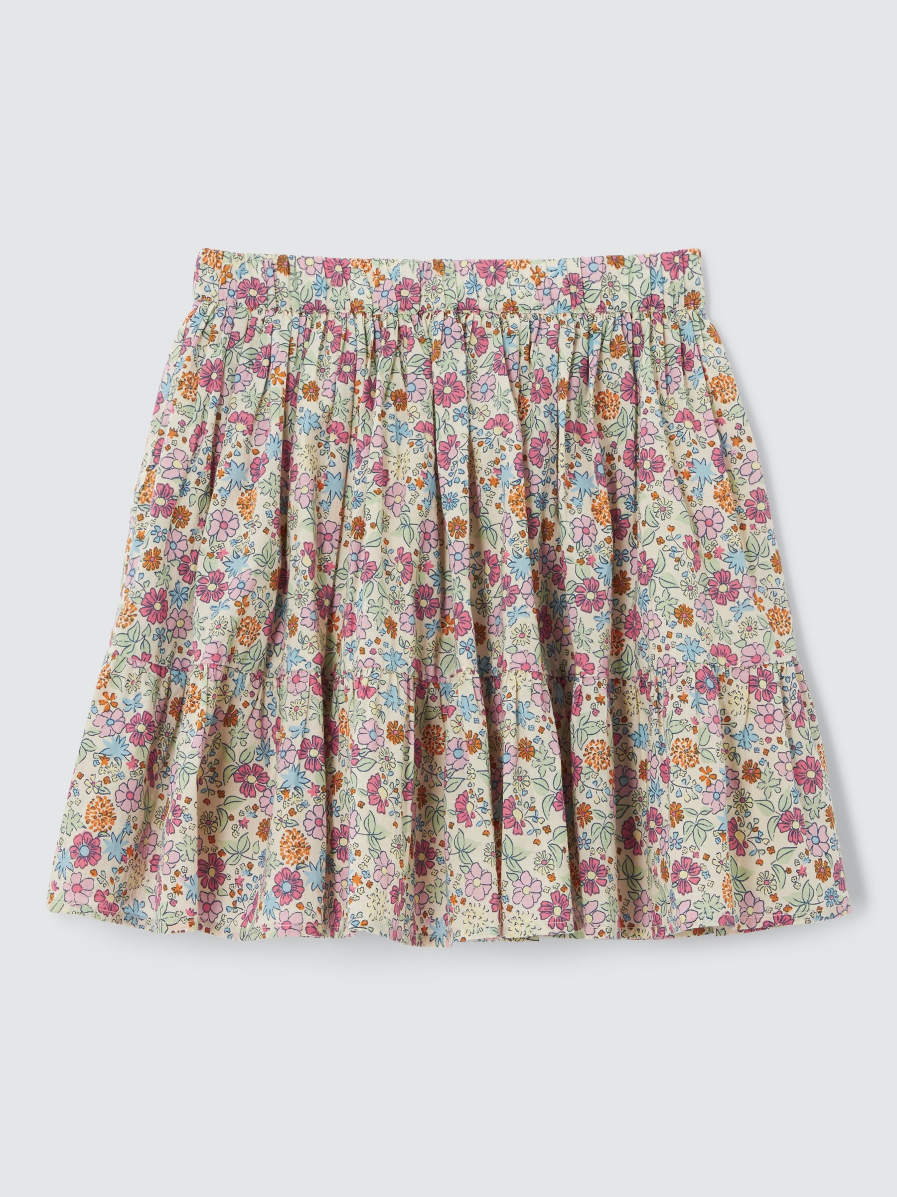 John Lewis Ditsy Floral Tiered Skirt, Multi, 7 years