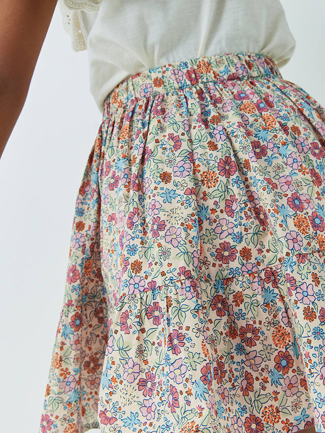 John Lewis Ditsy Floral Tiered Skirt, Multi
