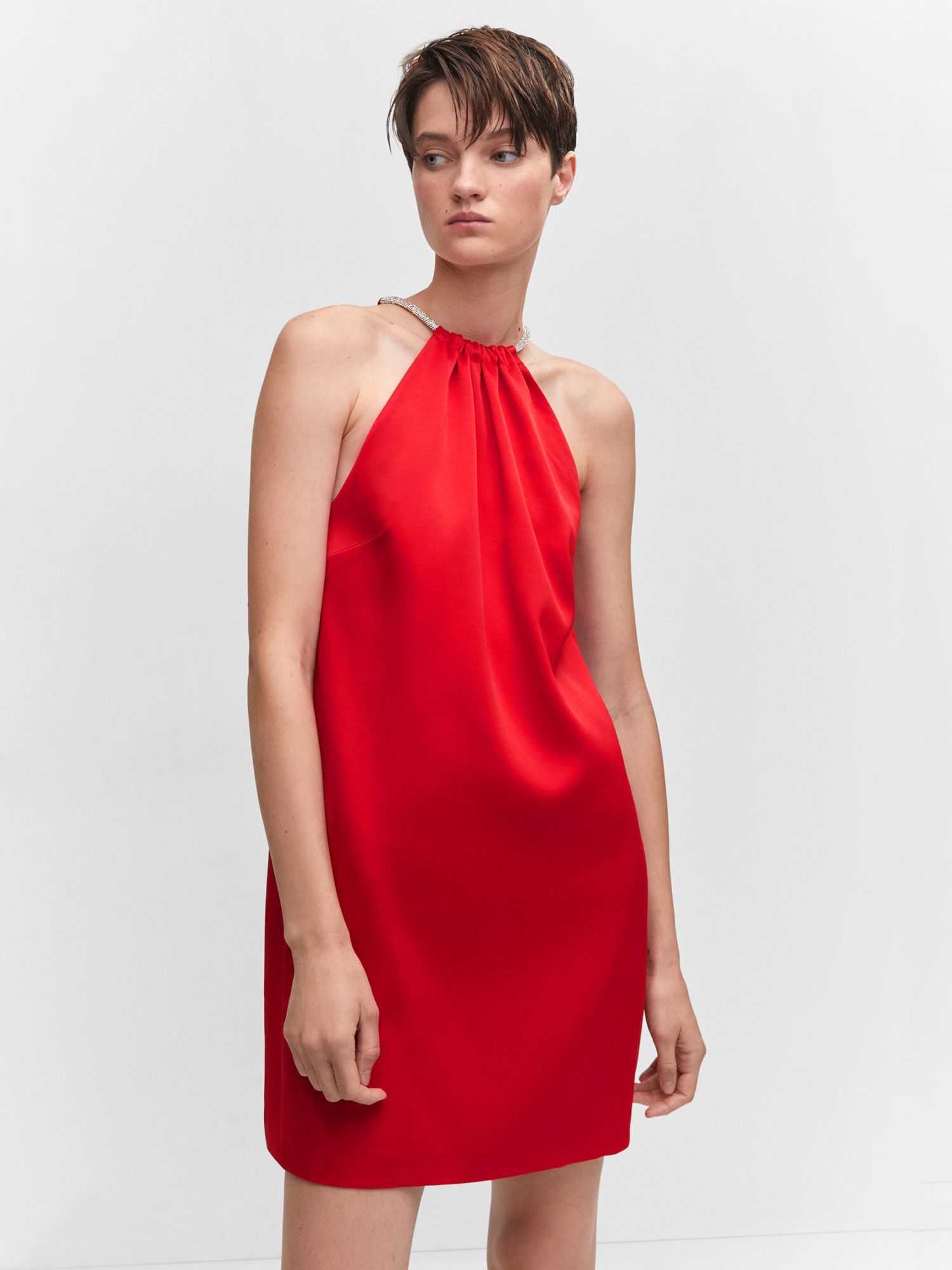 Mango Rose Mini Slip Dress, Red at John Lewis & Partners