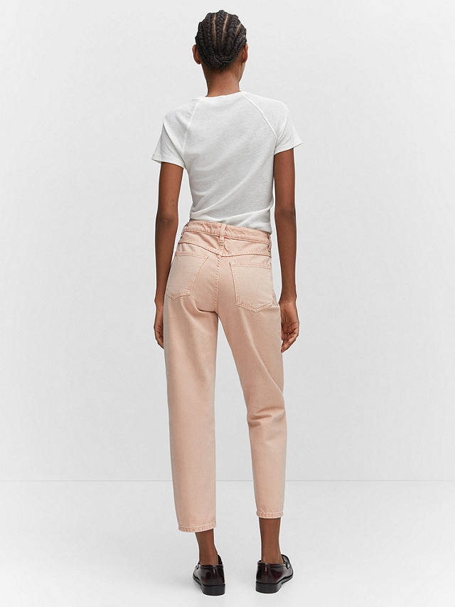 Mango High Waisted Mom Jeans, Pastel Pink at John Lewis & Partners