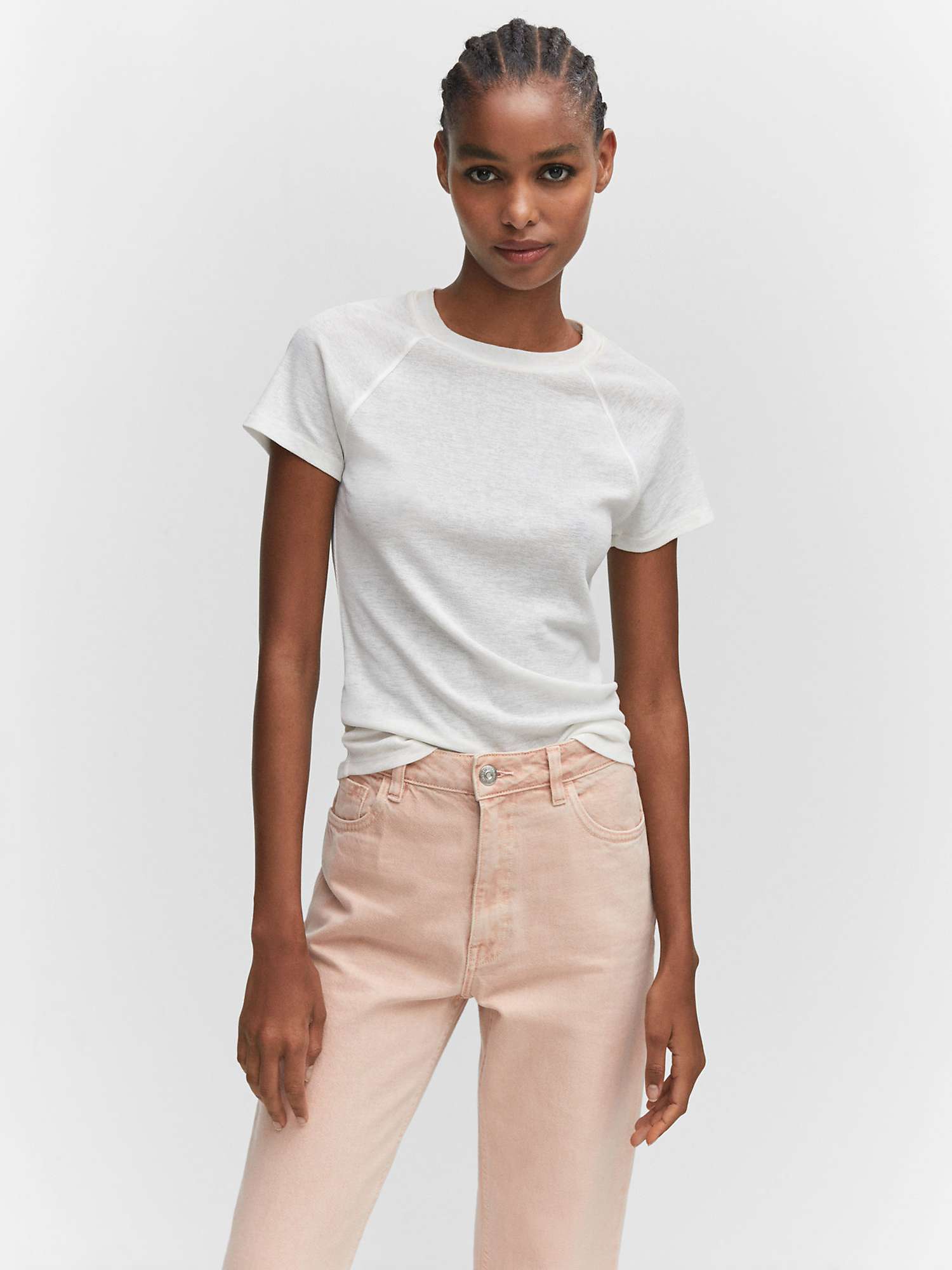 Mango High Waisted Mom Jeans, Pastel Pink at John Lewis & Partners