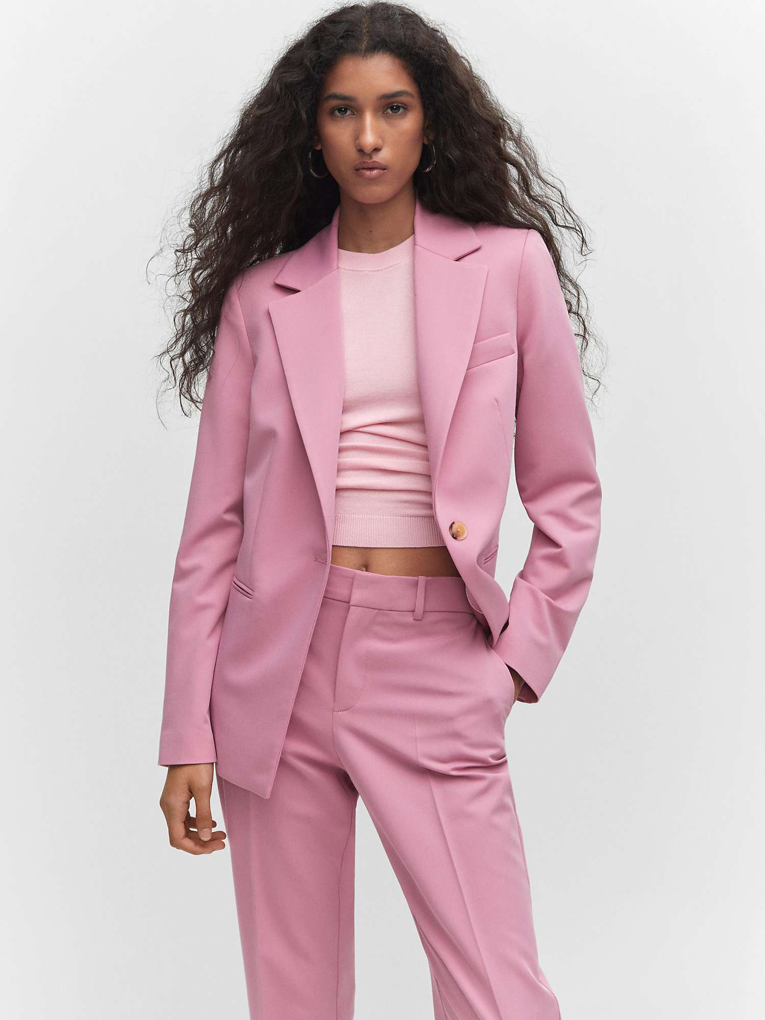 Mango Boreal Straight Suit Trousers, Pink at John Lewis & Partners