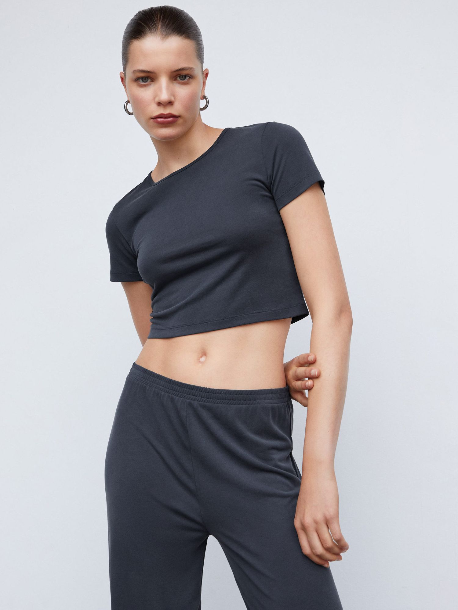 Mango Linda Cropped Culottes, Dark Blue at John Lewis & Partners