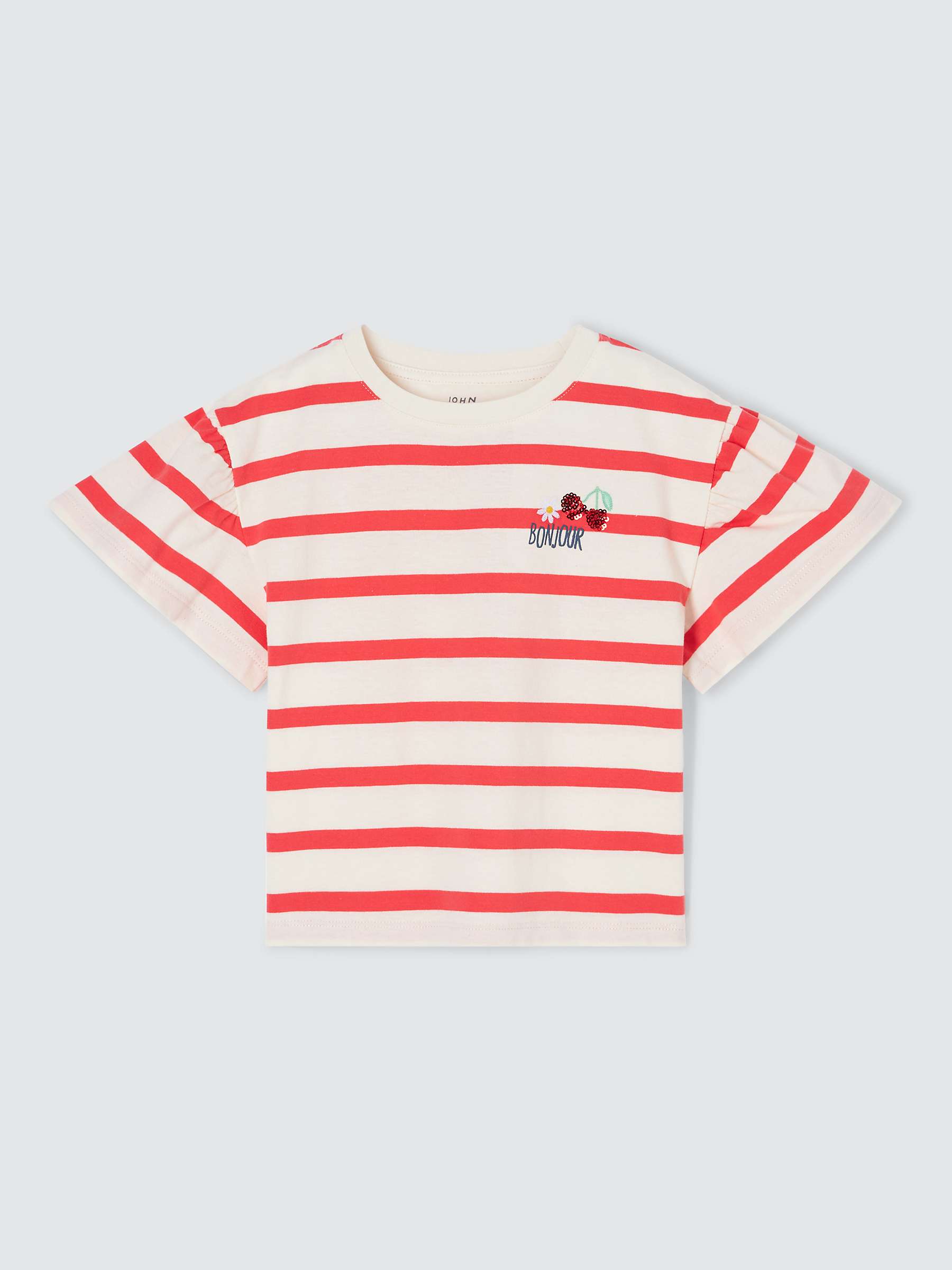 Buy John Lewis Bonjour Stripe T-Shirt, Cayenne Online at johnlewis.com