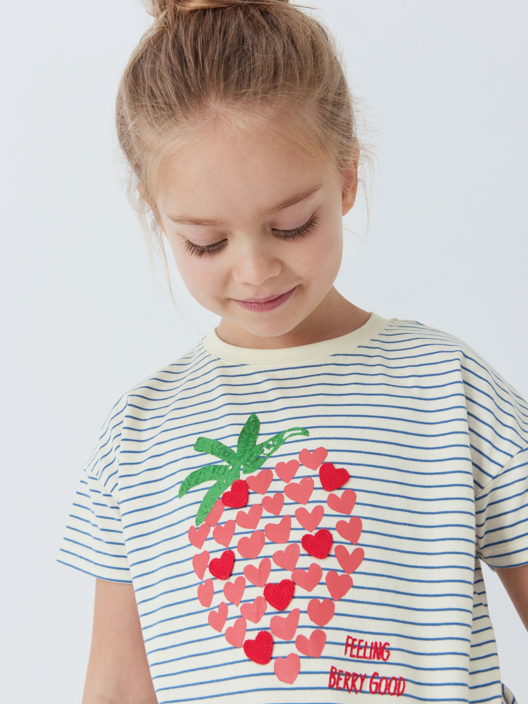 John Lewis Kids' Stripe Strawberry T-Shirt, Multi, 7 years