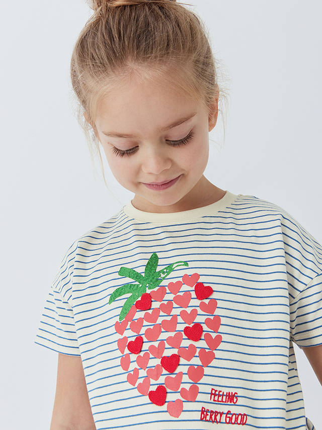 John Lewis Kids' Stripe Strawberry T-Shirt, Multi