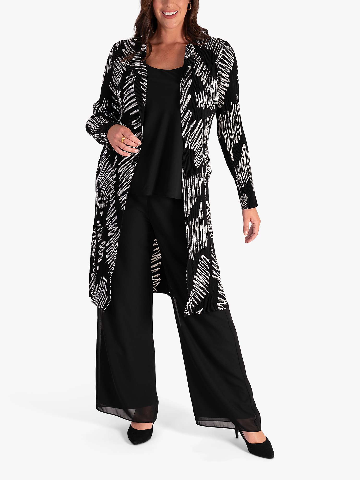 Buy chesca Scribble Print Longline Pleated Jacket, Black/White Online at johnlewis.com