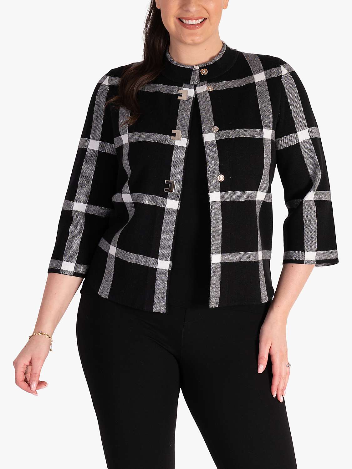 Buy chesca  3/4 Sleeve Check Jacket, Black/Ivory Online at johnlewis.com