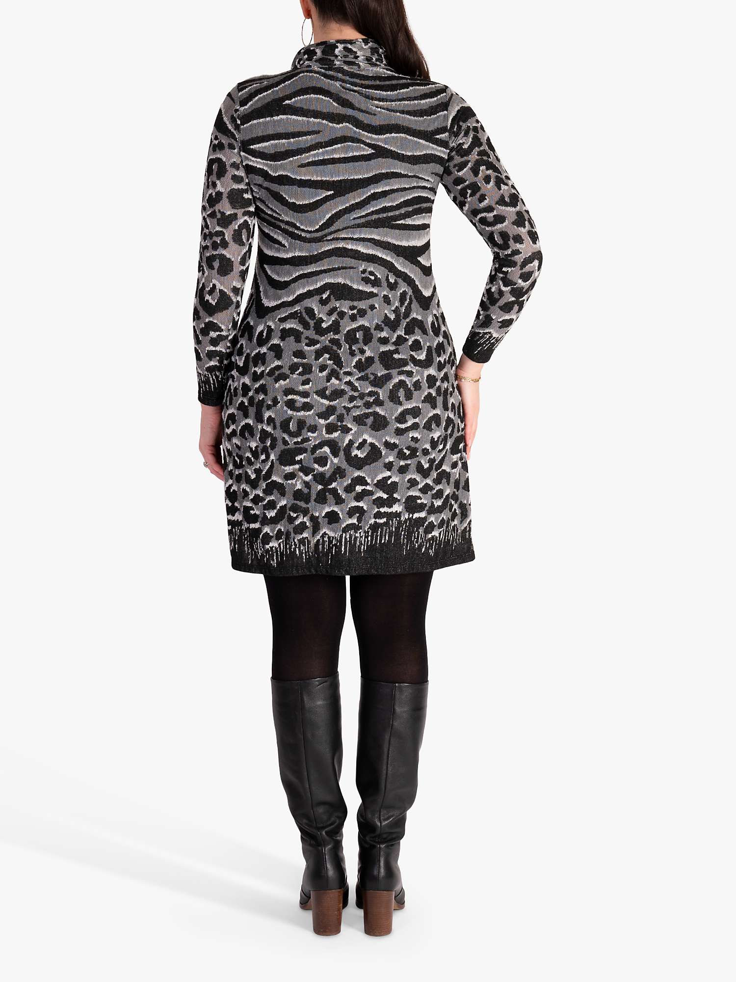Buy chesca Animal Burnout Cowl Neck Tunic Dress, Black/Grey Online at johnlewis.com