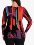 chesca Abstract Strokes Fine Knit V-Neck Jumper, Black/Multi