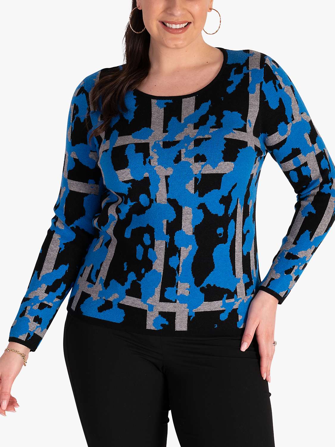 Buy chesca Abstract Print Top, Black/Cobalt Online at johnlewis.com