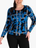 chesca Abstract Print Top, Black/Cobalt