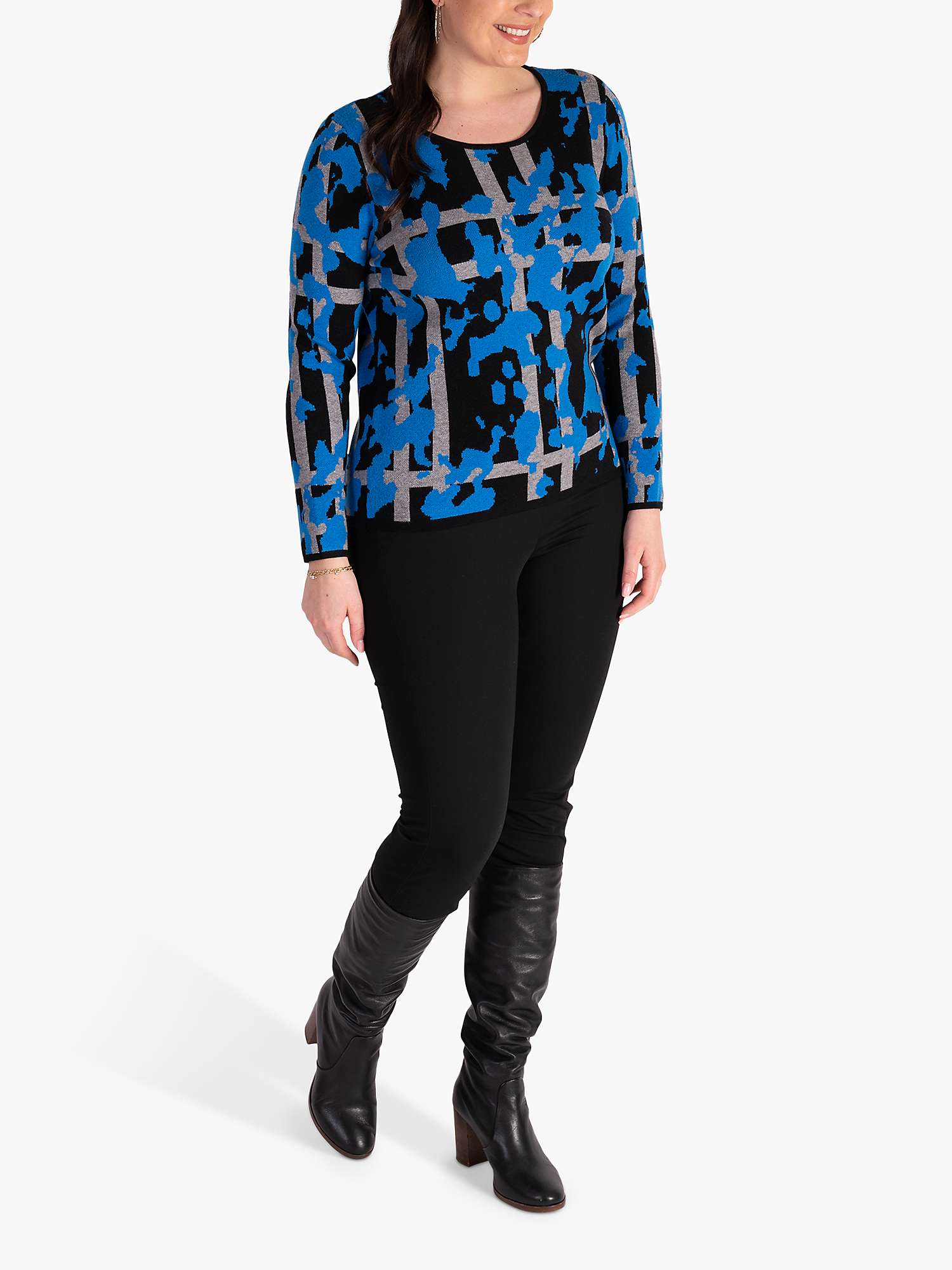 Buy chesca Abstract Print Top, Black/Cobalt Online at johnlewis.com