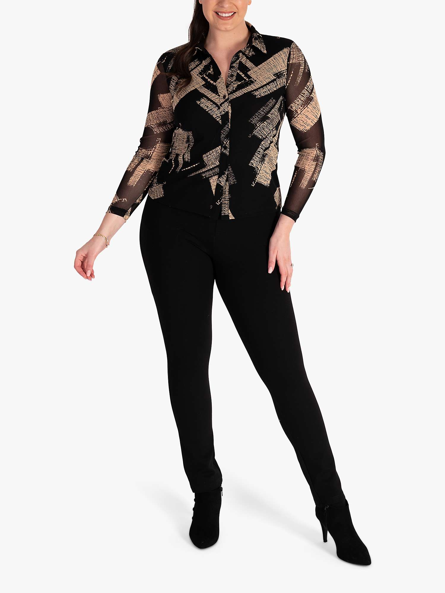 Buy chesca Abstract Print Mesh Shirt, Black/Cream Online at johnlewis.com