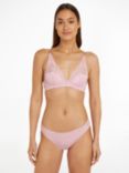 Calvin Klein Seductive Comfort Lace Trim Bikini Knickers, Mauve Mist