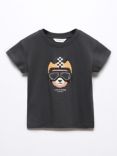 Mango Kids' Oso Little Rider T-Shirt, Charcoal