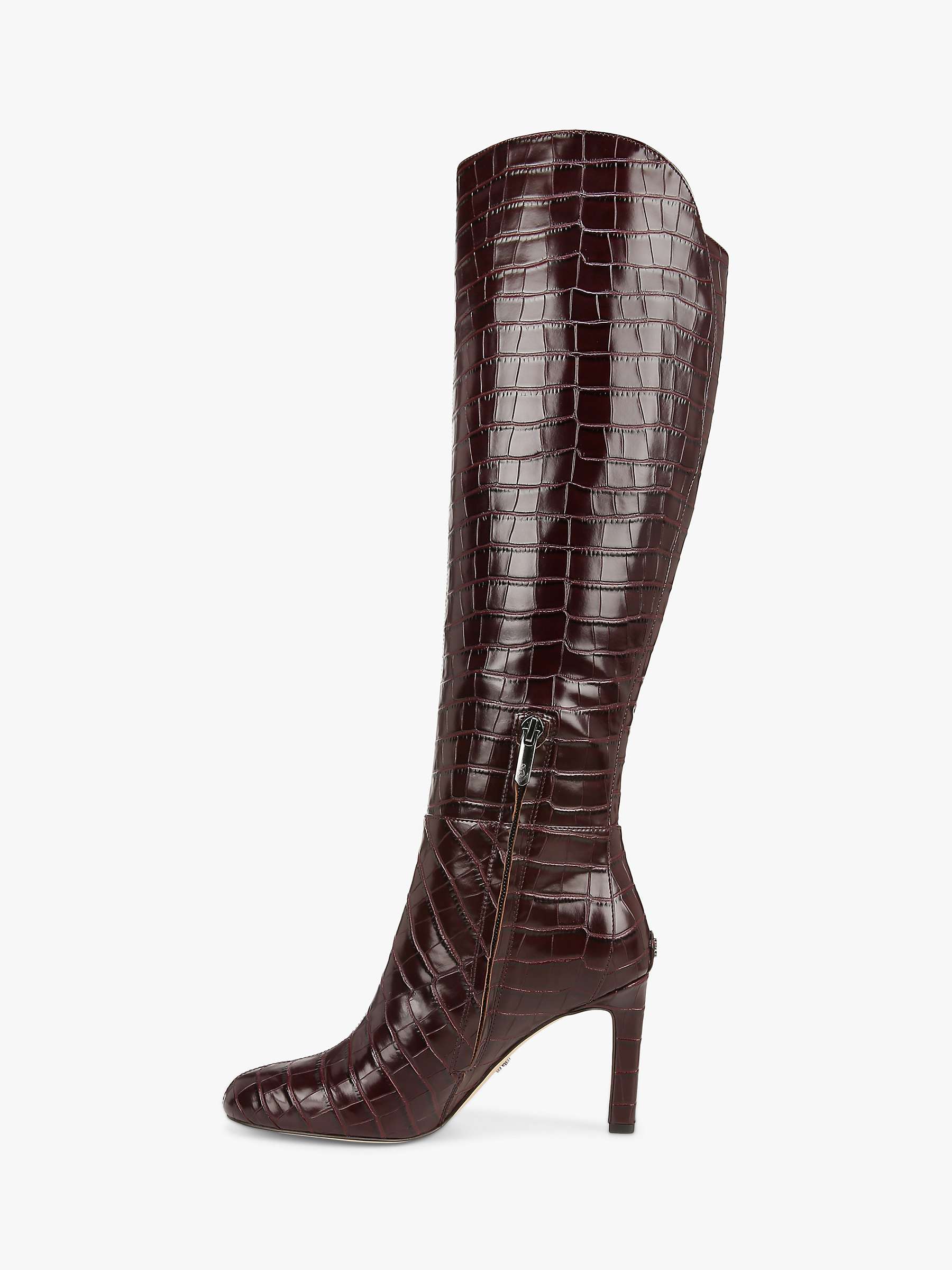 Buy Sam Edelman Shauna Knee High Crocodile Print Boots, Portwine Online at johnlewis.com