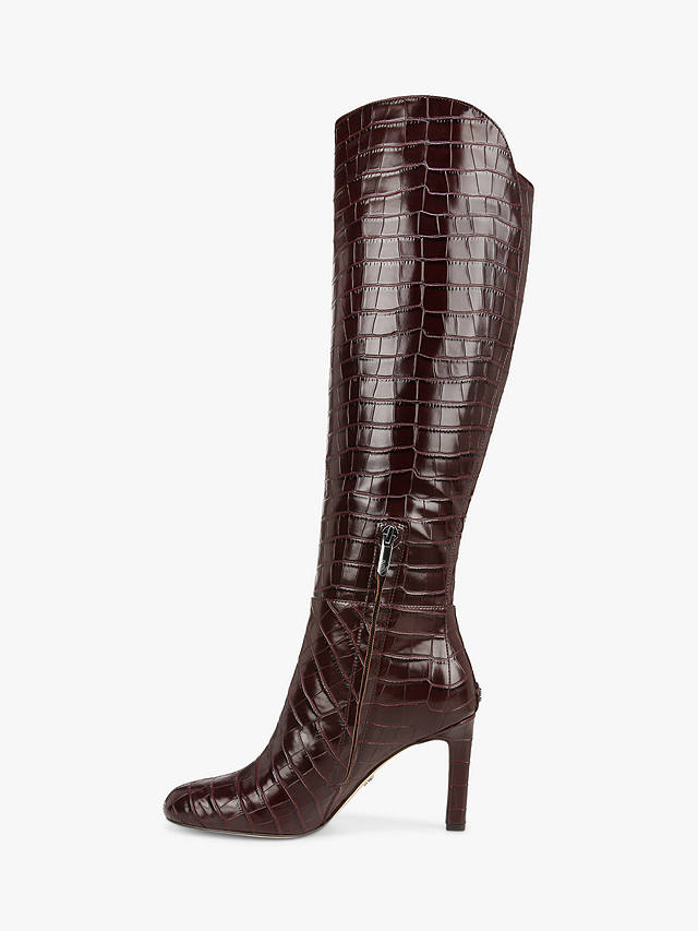 Sam Edelman Shauna Knee High Crocodile Print Boots, Portwine
