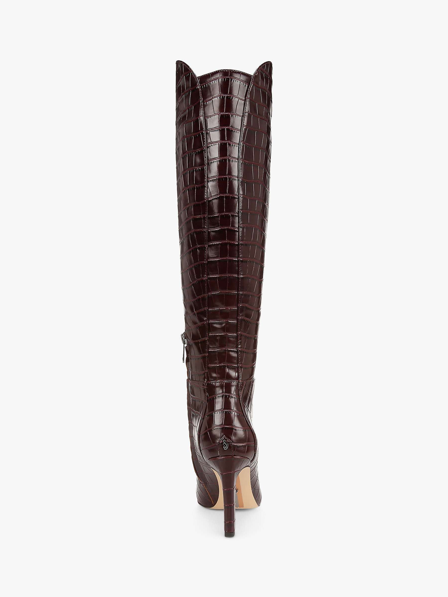 Buy Sam Edelman Shauna Knee High Crocodile Print Boots, Portwine Online at johnlewis.com