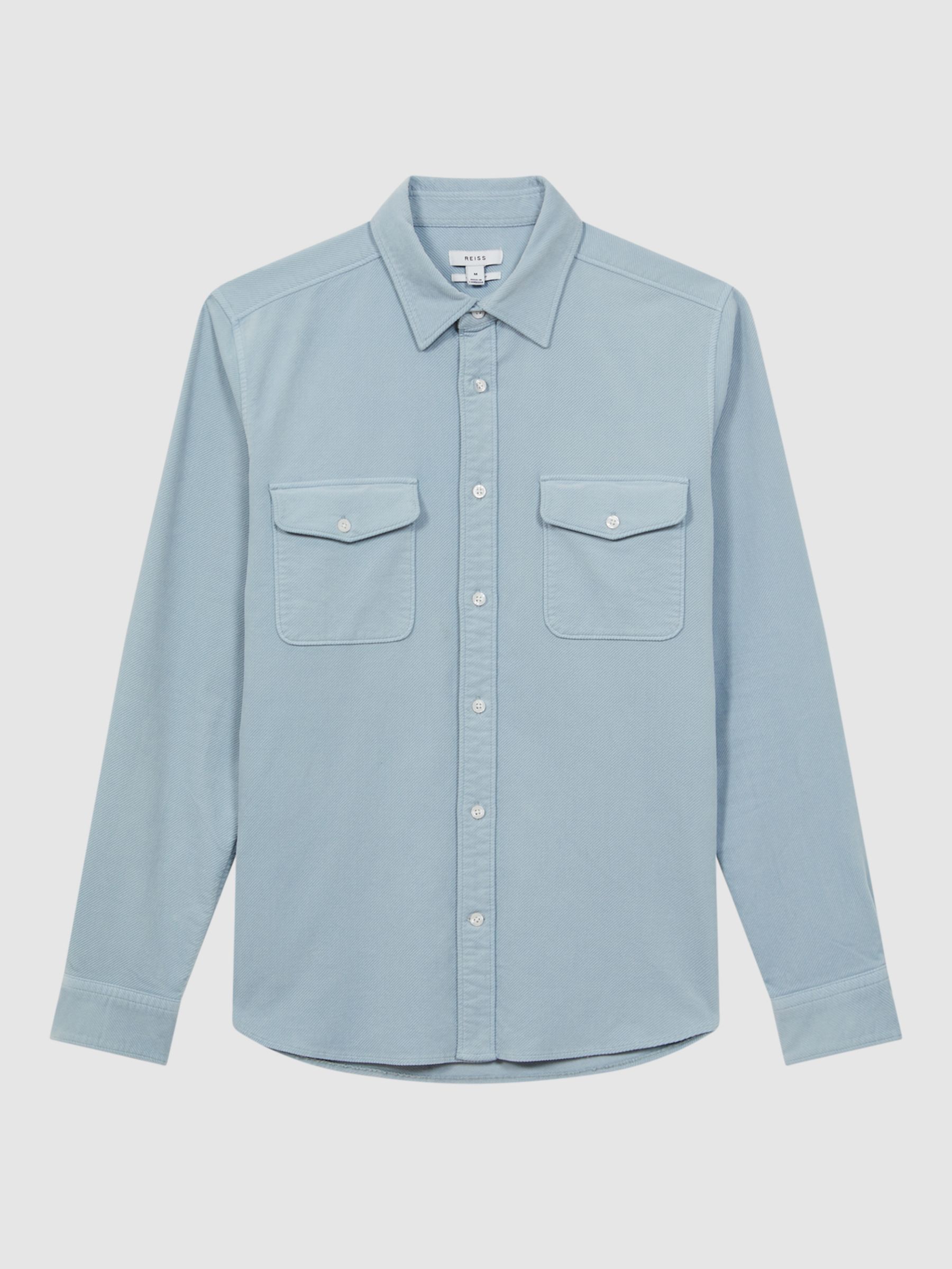 Reiss Cialini Twill Cord Twin Pocket Overshirt, Soft Blue at John Lewis ...