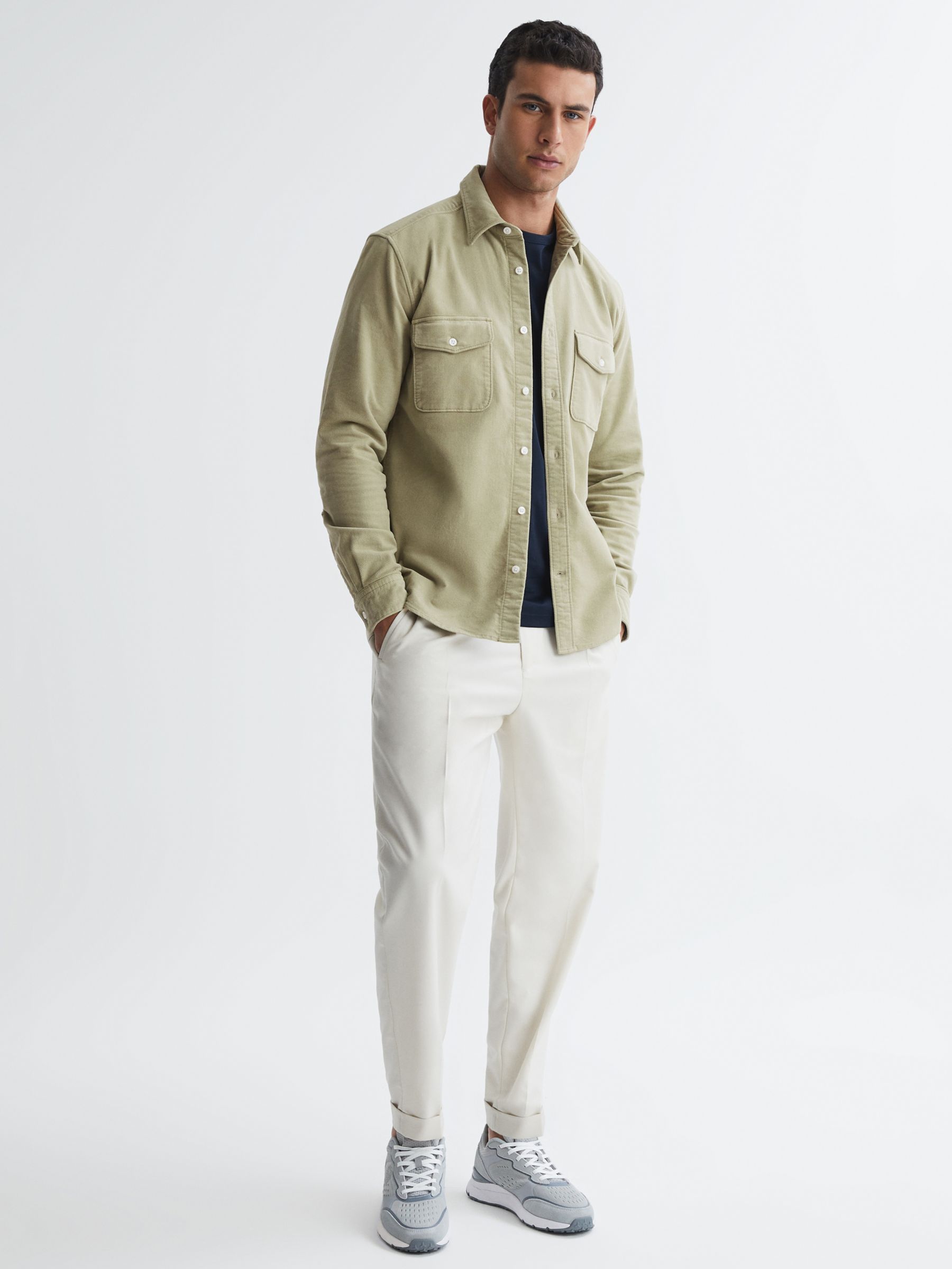 Reiss Cialini Twill Cord Twin Pocket Overshirt, Mint at John Lewis ...