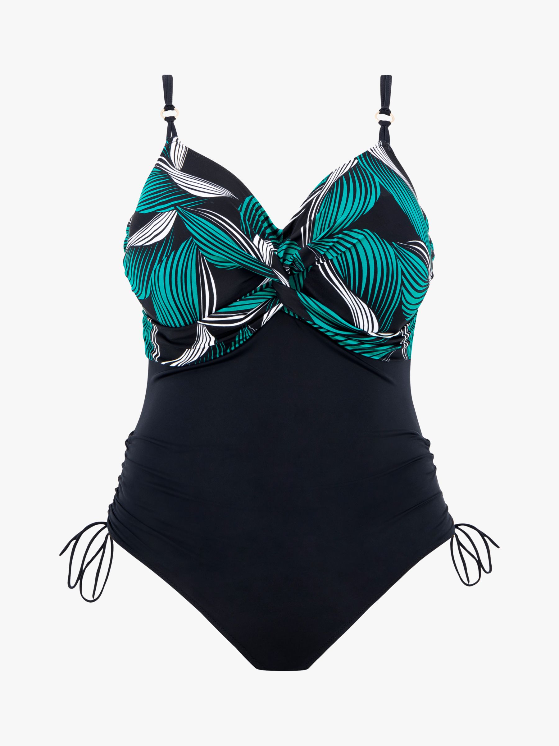Fantasie Saint Lucia Twist Front Underwired Swimsuit, Black, 32E