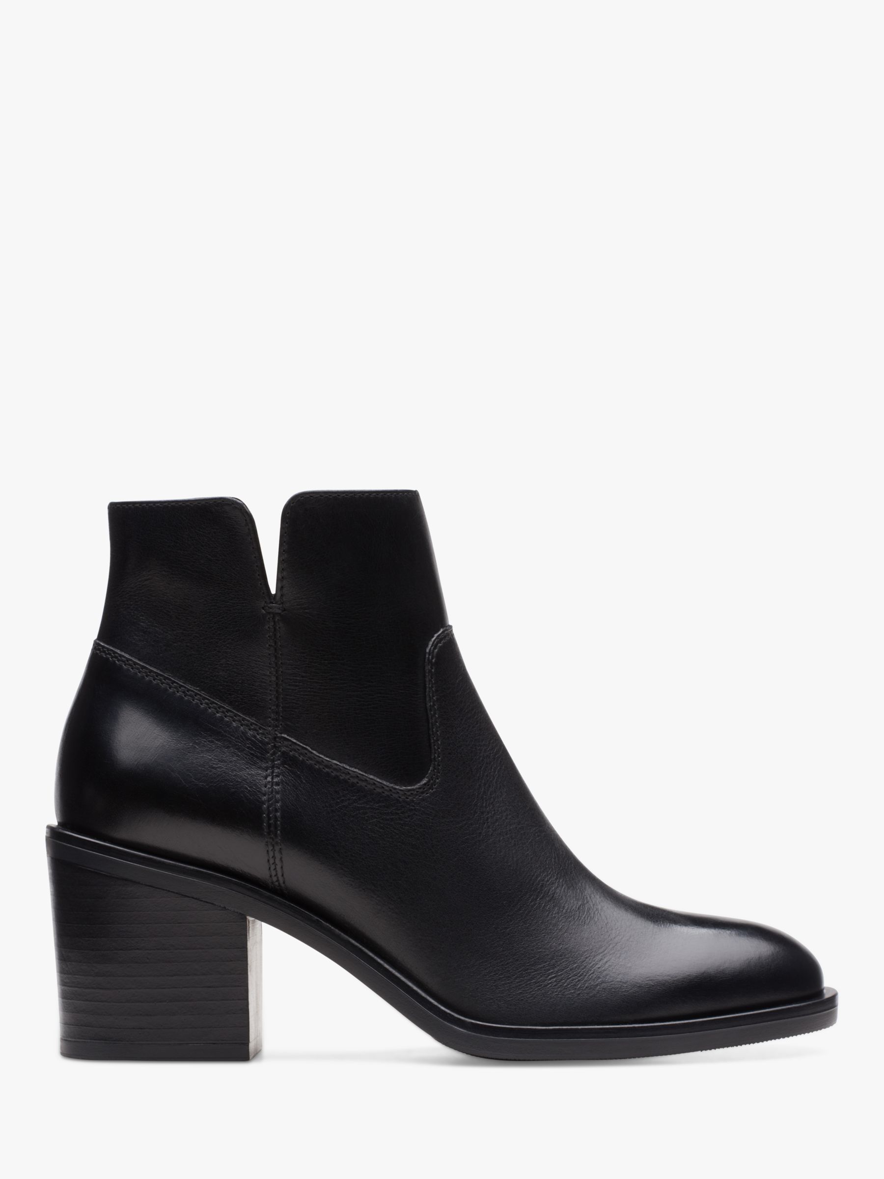Clarks Valvestino Lo Leather Ankle Boots, Black at John Lewis & Partners