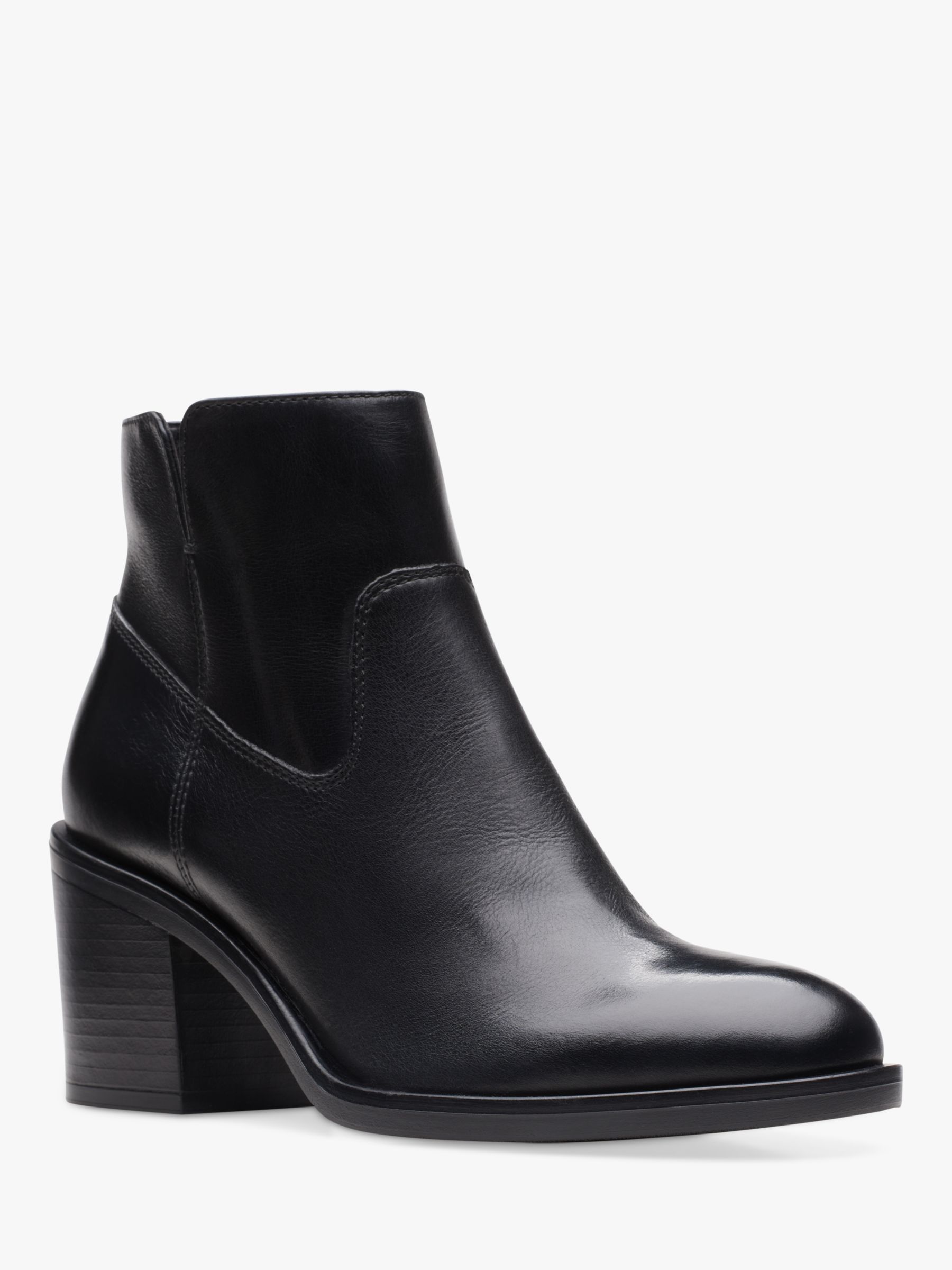 Clarks Valvestino Lo Leather Ankle Boots, Black at John Lewis & Partners