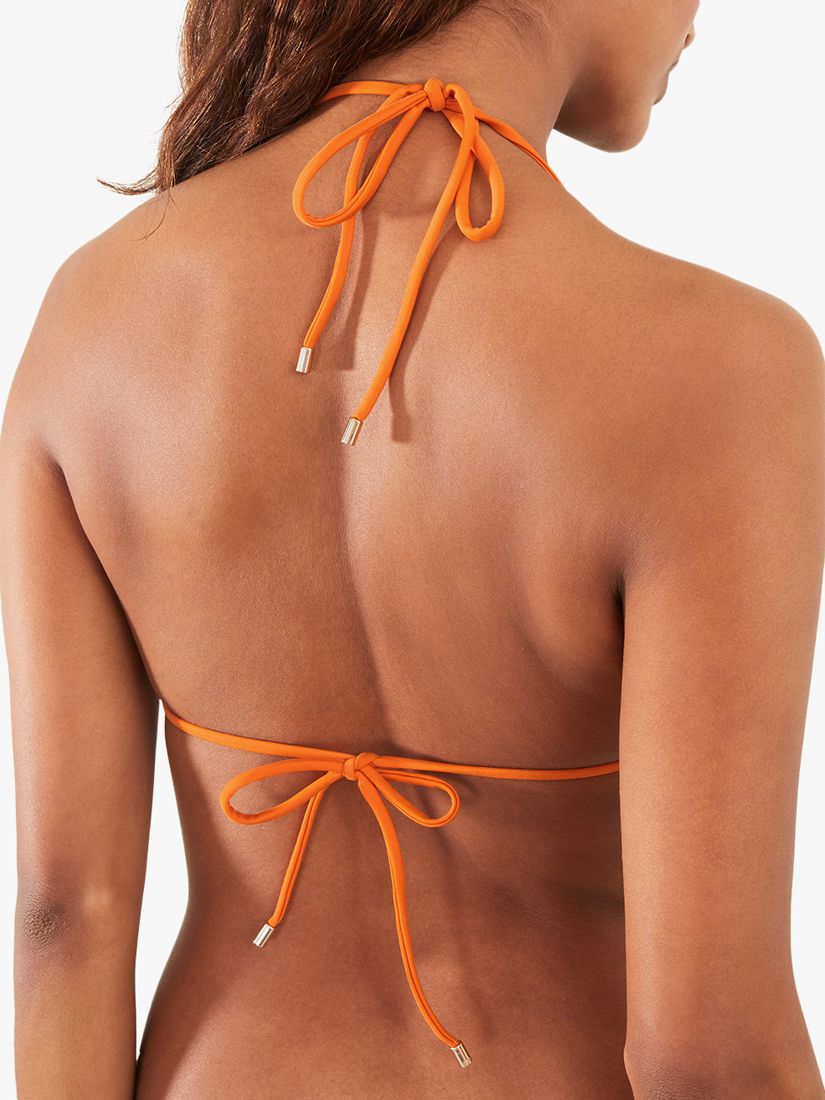Accessorize Ornamental Embroidered Triangle Bikini Top, Orange/White, 16