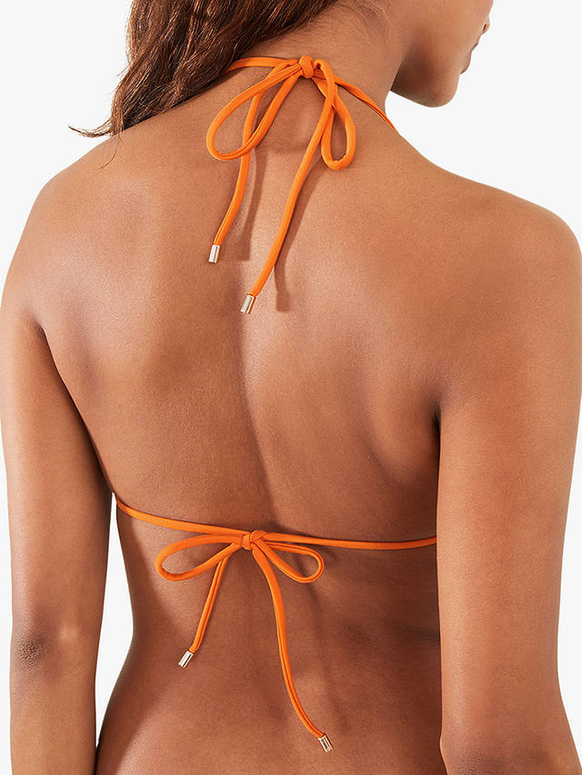 Accessorize Ornamental Embroidered Triangle Bikini Top, Orange/White