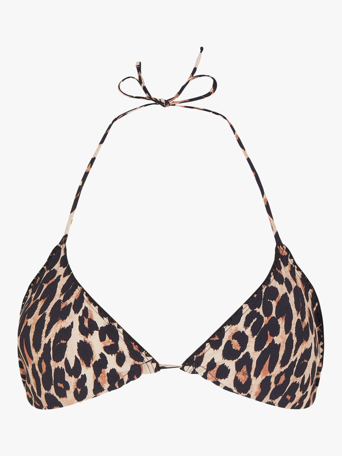 Accessorize Leopard Blanket Stitch Triangle Bikini Top, Brown/Multi, 8