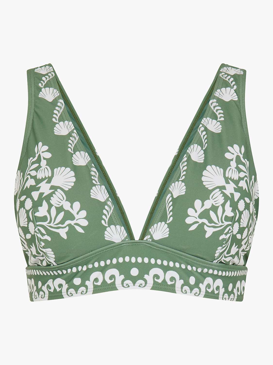 Buy Accessorize Ornamental Print Triangle Bikini Top, Khaki/Ivory Online at johnlewis.com