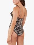 Accessorize Leopard Frill Swimsuit, Brown/Multi